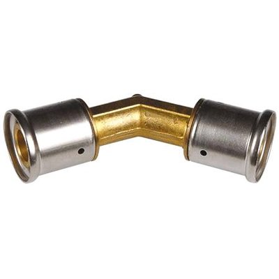 Henco knie koppeling 45gr, 26 x 26mm messing (pers x pers) - 27P-2626