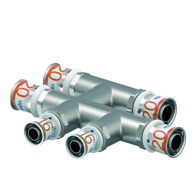 Uponor kruisstuk Ø20x16x20mm - messing - 1070687