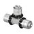 Uponor S-press t-stuk Ø14, 3x pers - messing - 1014886